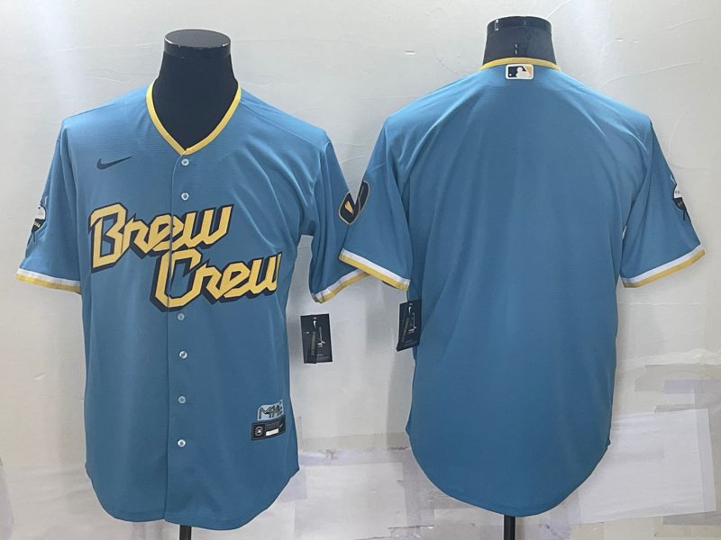 Men's Milwaukee Brewers Powder Blue 2022 City Connect Blank Jersey